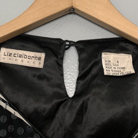 All Over Sequin Top Size 6 Silk Black White Striped Whimsigoth Going Out Party - Picture 5 of 7